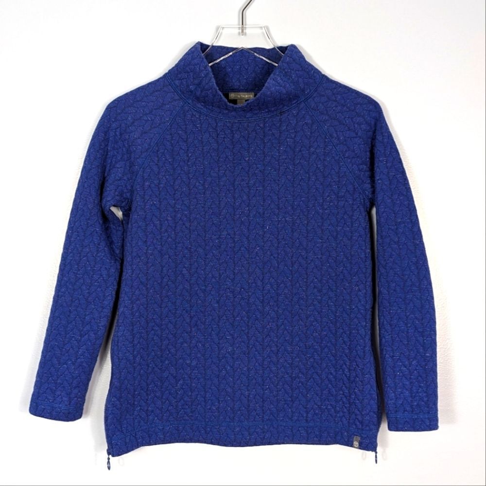 T by Talbots Blue Mock Neck Pullover Sweatshirt Women's Small